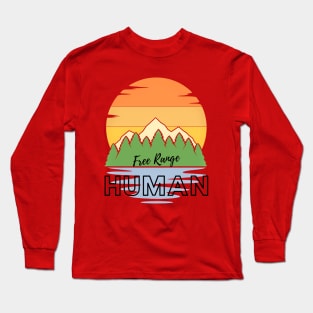 Free Range Human (trees at waters edge) Long Sleeve T-Shirt